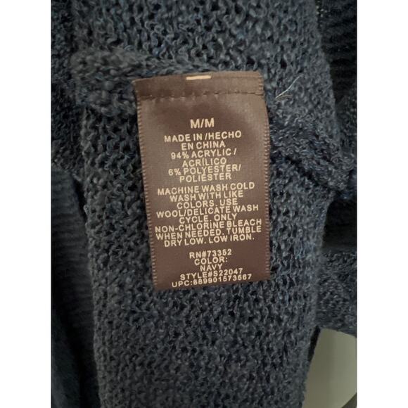 Alexander + Oak navy blue open front knit cardigan sweater women’s size M NWT - Picture 3 of 5